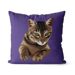 personalised pet portrait cushion cat illustration purple