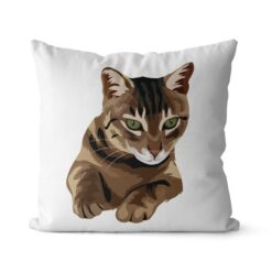 personalised pet portrait cushion cat illustration white