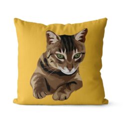 personalised pet portrait cushion cat illustration yellow