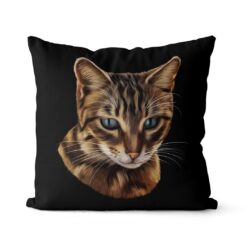 Custom Cat painting portrait throw pillow - Personalised cushion portrait of your pet from a photo 23 personalised pet portrait cushion cat painting black