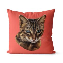 Custom Cat painting portrait throw pillow - Personalised cushion portrait of your pet from a photo 24 personalised pet portrait cushion cat painting coral