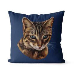 Custom Cat painting portrait throw pillow - Personalised cushion portrait of your pet from a photo 22 personalised pet portrait cushion cat painting navy