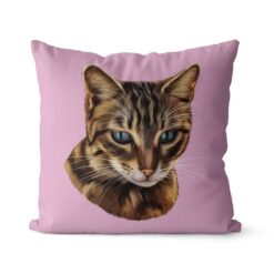Custom Cat painting portrait throw pillow - Personalised cushion portrait of your pet from a photo 27 personalised pet portrait cushion cat painting pink