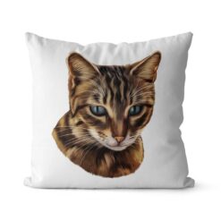 Custom Cat painting portrait throw pillow - Personalised cushion portrait of your pet from a photo 30 personalised pet portrait cushion cat painting white