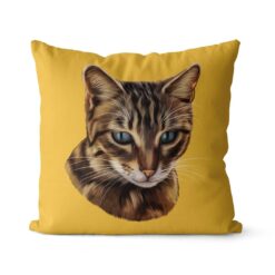 Custom Cat painting portrait throw pillow - Personalised cushion portrait of your pet from a photo 31 personalised pet portrait cushion cat painting yellow
