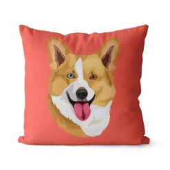 Custom Dog illustration portrait throw pillow - Personalised cushion portrait of your pet from a photo 24 personalised pet portrait cushion dog illustration coral