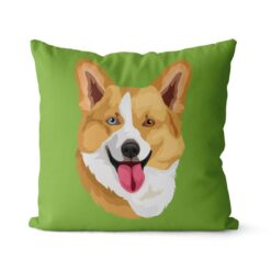 Custom Dog illustration portrait throw pillow - Personalised cushion portrait of your pet from a photo 25 personalised pet portrait cushion dog illustration green