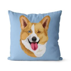 Custom Dog illustration portrait throw pillow - Personalised cushion portrait of your pet from a photo 26 personalised pet portrait cushion dog illustration light blue