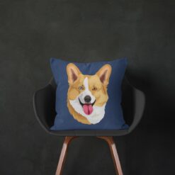 Custom Dog illustration portrait throw pillow - Personalised cushion portrait of your pet from a photo 18 personalised pet portrait cushion dog illustration navy black chair