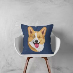 Custom Dog illustration portrait throw pillow - Personalised cushion portrait of your pet from a photo 21 personalised pet portrait cushion dog illustration navy white chair
