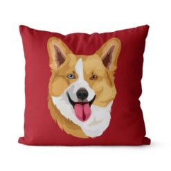 Custom Dog illustration portrait throw pillow - Personalised cushion portrait of your pet from a photo 29 personalised pet portrait cushion dog illustration red