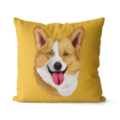 Custom Dog illustration portrait throw pillow - Personalised cushion portrait of your pet from a photo 31 personalised pet portrait cushion dog illustration yellow