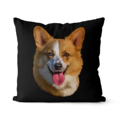 Custom Dog painting portrait throw pillow - Personalised cushion portrait of your pet from a photo 23 personalised pet portrait cushion dog painting black