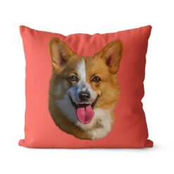 Custom Dog painting portrait throw pillow - Personalised cushion portrait of your pet from a photo 24 personalised pet portrait cushion dog painting coral
