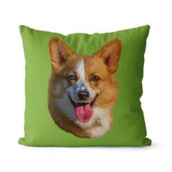 Custom Dog painting portrait throw pillow - Personalised cushion portrait of your pet from a photo 25 personalised pet portrait cushion dog painting green