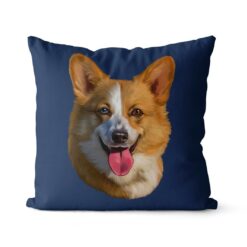Custom Dog painting portrait throw pillow - Personalised cushion portrait of your pet from a photo 22 personalised pet portrait cushion dog painting navy