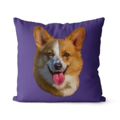 Custom Dog painting portrait throw pillow - Personalised cushion portrait of your pet from a photo 28 personalised pet portrait cushion dog painting purple
