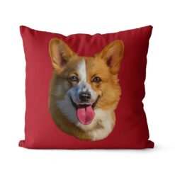 Custom Dog painting portrait throw pillow - Personalised cushion portrait of your pet from a photo 29 personalised pet portrait cushion dog painting red