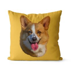 Custom Dog painting portrait throw pillow - Personalised cushion portrait of your pet from a photo 31 personalised pet portrait cushion dog painting yellow