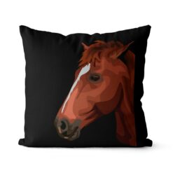 Custom Horse illustration portrait throw pillow - Personalised cushion portrait of your pet from a photo 23 personalised pet portrait cushion horse illustration black