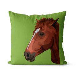 Custom Horse illustration portrait throw pillow - Personalised cushion portrait of your pet from a photo 25 personalised pet portrait cushion horse illustration green