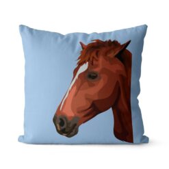 Custom Horse illustration portrait throw pillow - Personalised cushion portrait of your pet from a photo 26 personalised pet portrait cushion horse illustration light blue