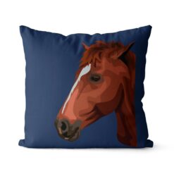 Custom Horse illustration portrait throw pillow - Personalised cushion portrait of your pet from a photo 22 personalised pet portrait cushion horse illustration navy