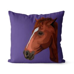 Custom Horse illustration portrait throw pillow - Personalised cushion portrait of your pet from a photo 28 personalised pet portrait cushion horse illustration purple