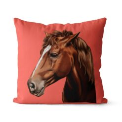 personalised pet portrait cushion horse painting coral