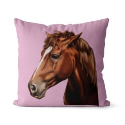 personalised pet portrait cushion horse painting pink