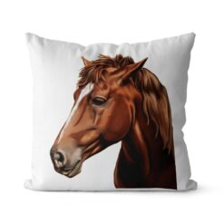 personalised pet portrait cushion horse painting white