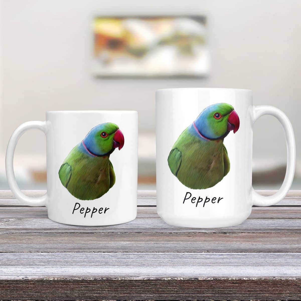 Custom Bird painting portrait mug - Personalised coffee mug portrait of your pet from a photo 4 Custom Bird painting portrait mug - Personalised coffee mug portrait of your pet from a photo - Image 2