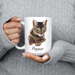 personalised pet portrait mug cat illustration 15oz jumper front