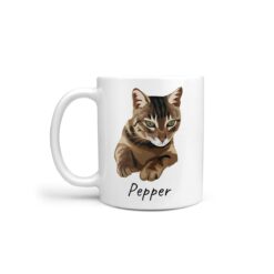 personalised pet portrait mug cat illustration handle left white