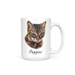 personalised pet portrait mug cat painting 15oz handle right white