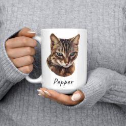 personalised pet portrait mug cat painting 15oz jumper front