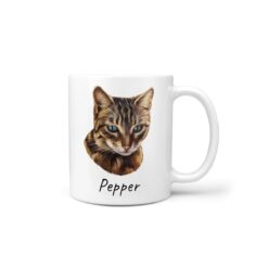 personalised pet portrait mug cat painting handle right white