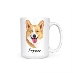 Custom dog illustration portrait mug - Personalised coffee mug portrait of your pet from a photo 14 personalised pet portrait mug dog illustration 15oz handle right white
