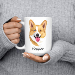 Custom dog illustration portrait mug - Personalised coffee mug portrait of your pet from a photo 15 personalised pet portrait mug dog illustration 15oz jumper front