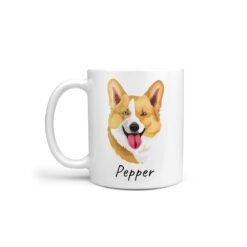 Custom dog illustration portrait mug - Personalised coffee mug portrait of your pet from a photo 18 personalised pet portrait mug dog illustration handle left white