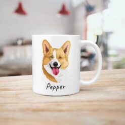 Custom dog illustration portrait mug - Personalised coffee mug portrait of your pet from a photo 19 personalised pet portrait mug dog illustration handle right kitchen