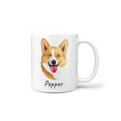 Custom dog illustration portrait mug - Personalised coffee mug portrait of your pet from a photo 20 personalised pet portrait mug dog illustration handle right white