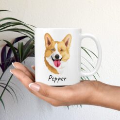 Custom dog illustration portrait mug - Personalised coffee mug portrait of your pet from a photo 21 personalised pet portrait mug dog illustration mug in hand plant