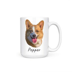 Custom Dog painting portrait mug - Personalised coffee mug portrait of your pet from a photo 14 personalised pet portrait mug dog painting 15oz handle right white