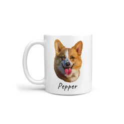 Custom Dog painting portrait mug - Personalised coffee mug portrait of your pet from a photo 18 personalised pet portrait mug dog painting handle left white