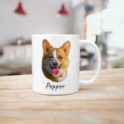 Custom Dog painting portrait mug - Personalised coffee mug portrait of your pet from a photo 19 personalised pet portrait mug dog painting handle right kitchen