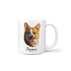 Custom Dog painting portrait mug - Personalised coffee mug portrait of your pet from a photo 20 personalised pet portrait mug dog painting handle right white