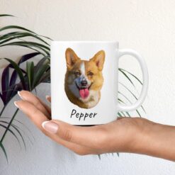 Custom Dog painting portrait mug - Personalised coffee mug portrait of your pet from a photo 21 personalised pet portrait mug dog painting mug in hand plant