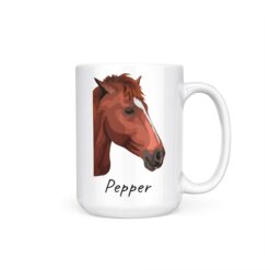 Custom horse illustration portrait mug - Personalised coffee mug portrait of your pet from a photo 14 personalised pet portrait mug horse illustration 15oz handle right white