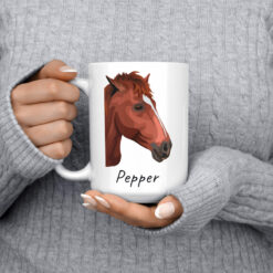 Custom horse illustration portrait mug - Personalised coffee mug portrait of your pet from a photo 15 personalised pet portrait mug horse illustration 15oz jumper front